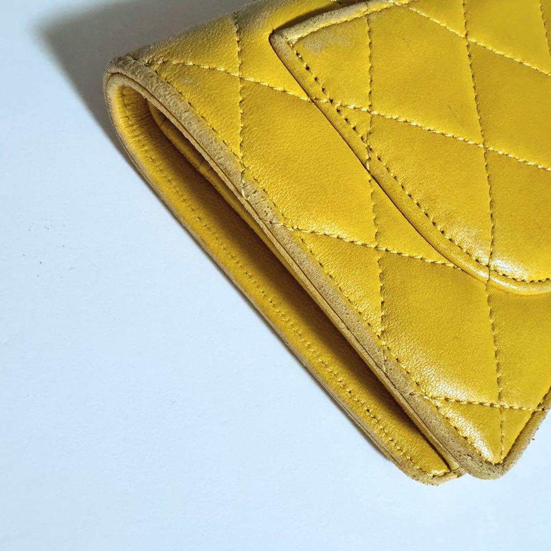 シャネル CHANEL マトラッセ 長財布 二つ折り 黄 イエロー