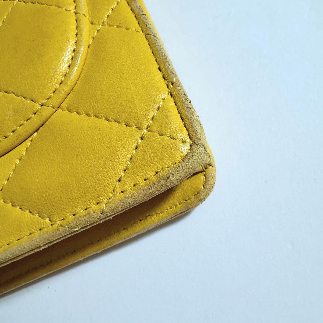 シャネル CHANEL マトラッセ 長財布 二つ折り 黄 イエロー