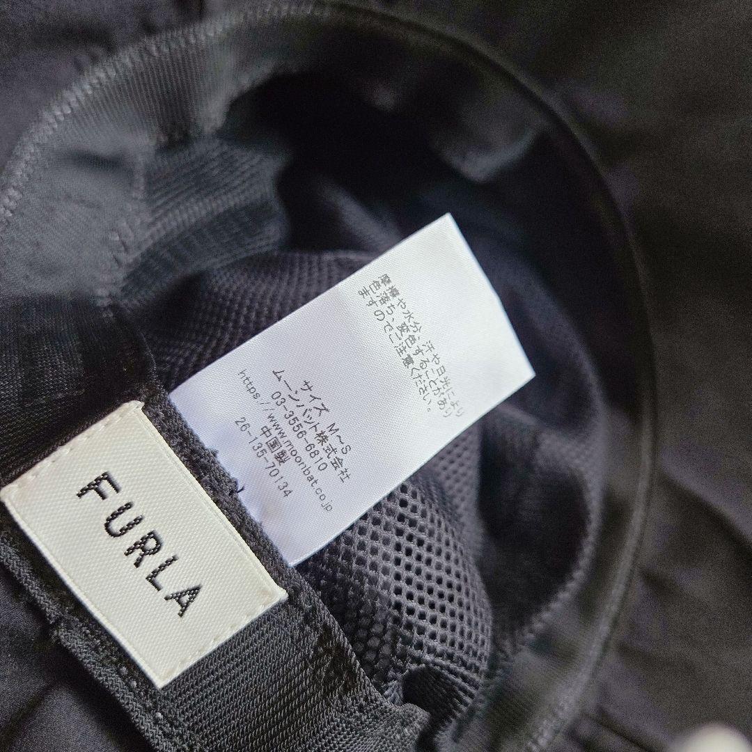 FURLA ブラック リボン付きバケットハット　フルラ　サマーハット