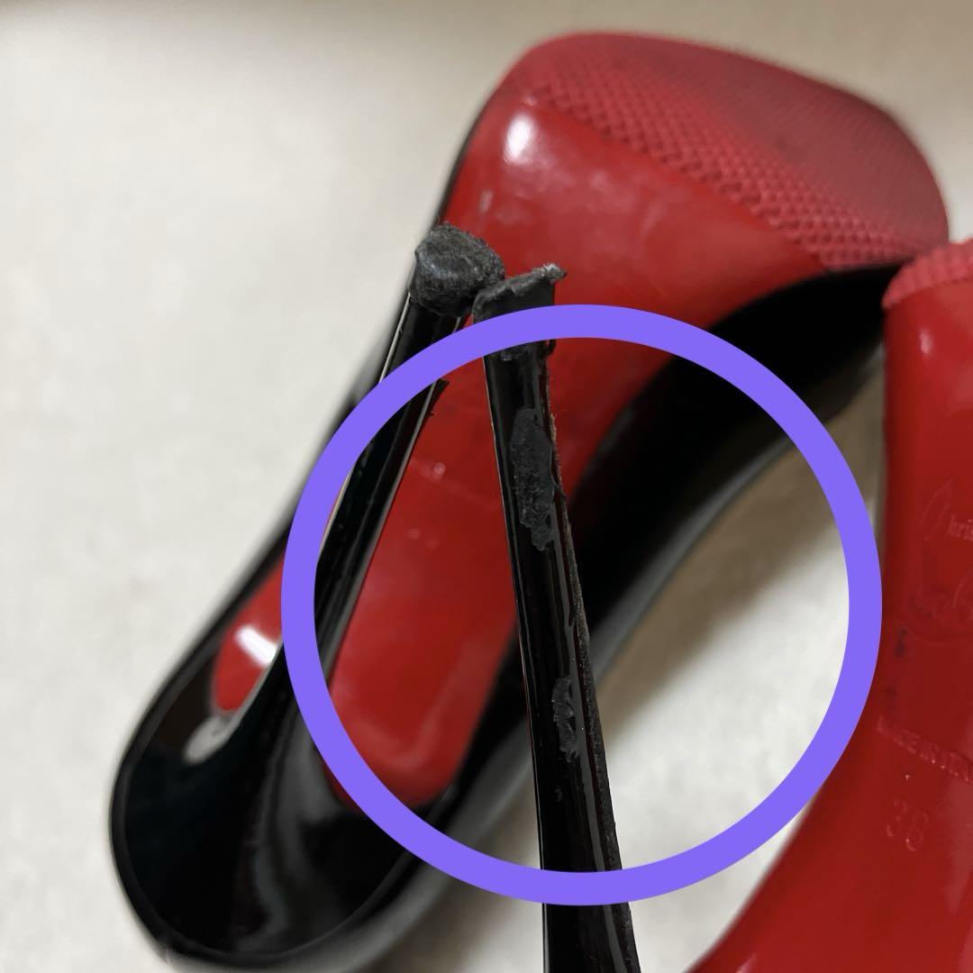 良品　クリスチャンルブタン　ポインテッドトゥ　ハイヒール　パテントレザー