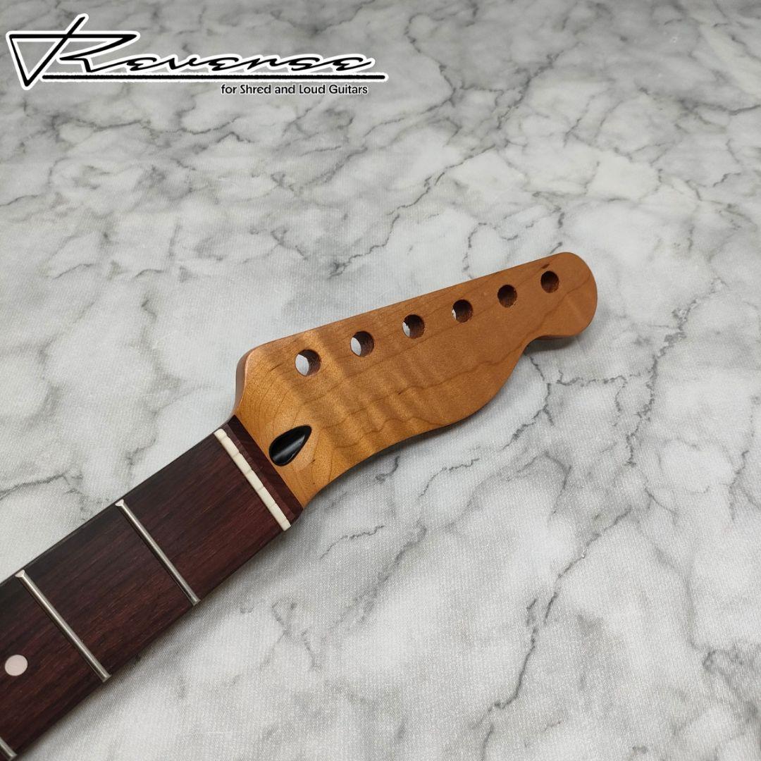 新品テレキャス用 フレイムメイプル ギターネック 22F ローステッド