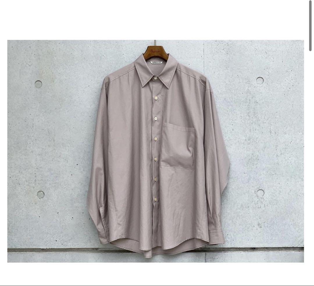 AURALEE WASHED FINK TWILL BIG SHIRTS