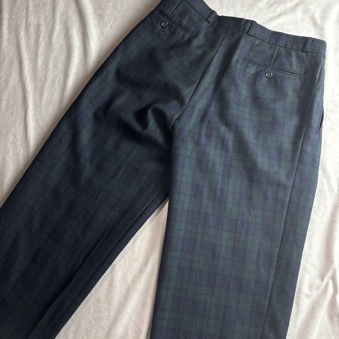 【80's〜】ブラックウォッチ チェック ダブルボタン スラックス　古着