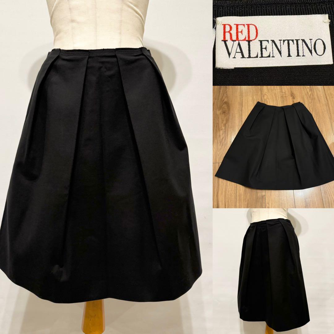 RED VALENTINO レッドヴァレンティノ　ギャザーフレアスカート　黒38