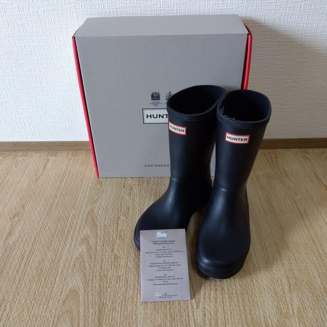 【最終価格】HUNTER　キッズ　レインブーツ　UK12　19cm　ブラック
