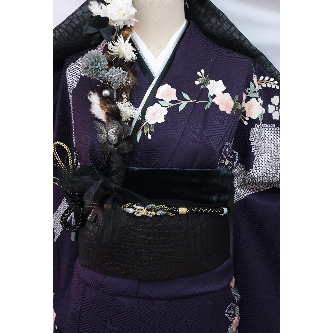 ◆ 振袖6点セット ◆丈160cmフルセット帯新品成人式前撮り紫部分絞り05TU ◆ 振袖6点セット ◆丈160cmフルセット帯新品成人式前撮り紫部分絞り05TU