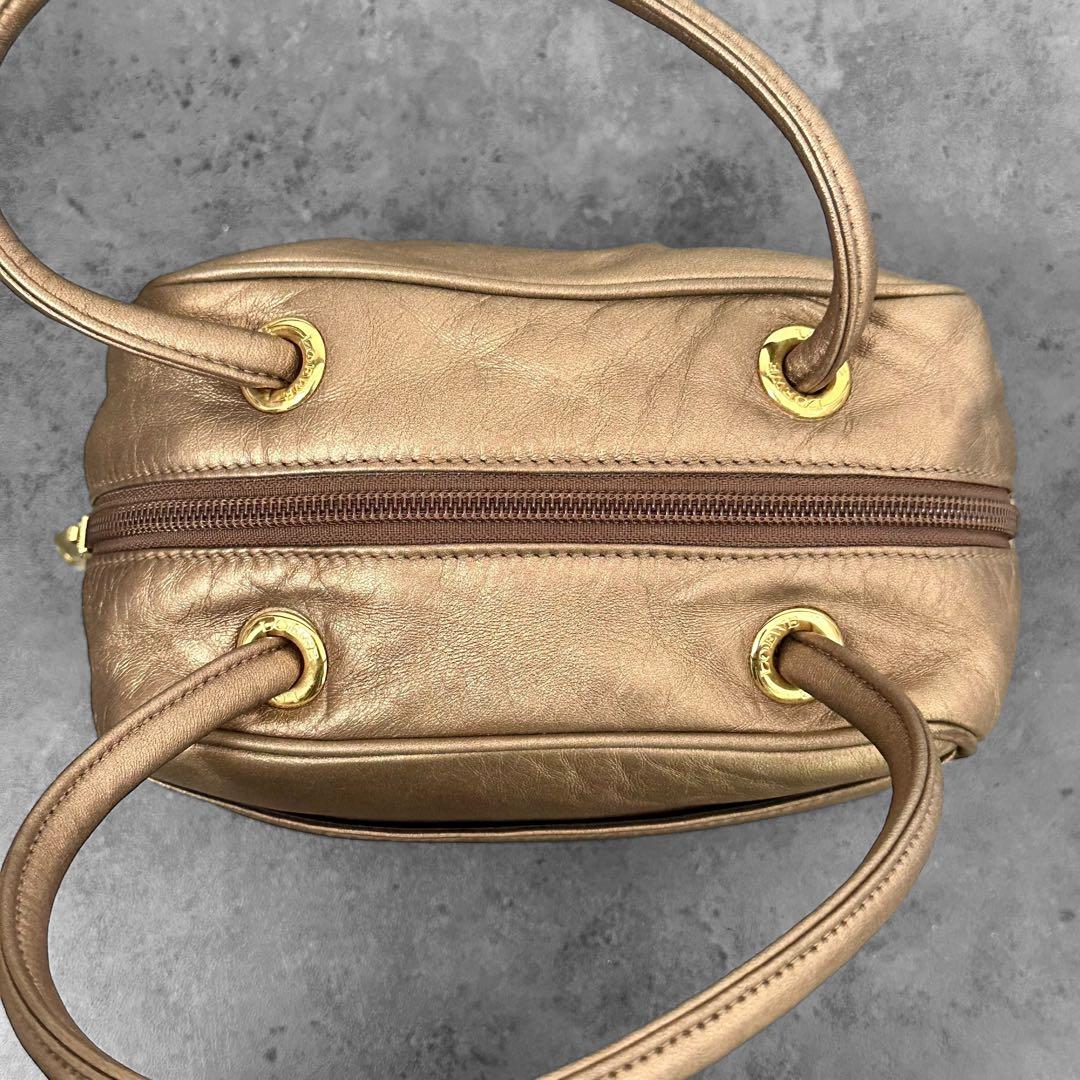 LOEWE アナグラム　ミニハンドバッグ　シャンパンゴールド　型押し