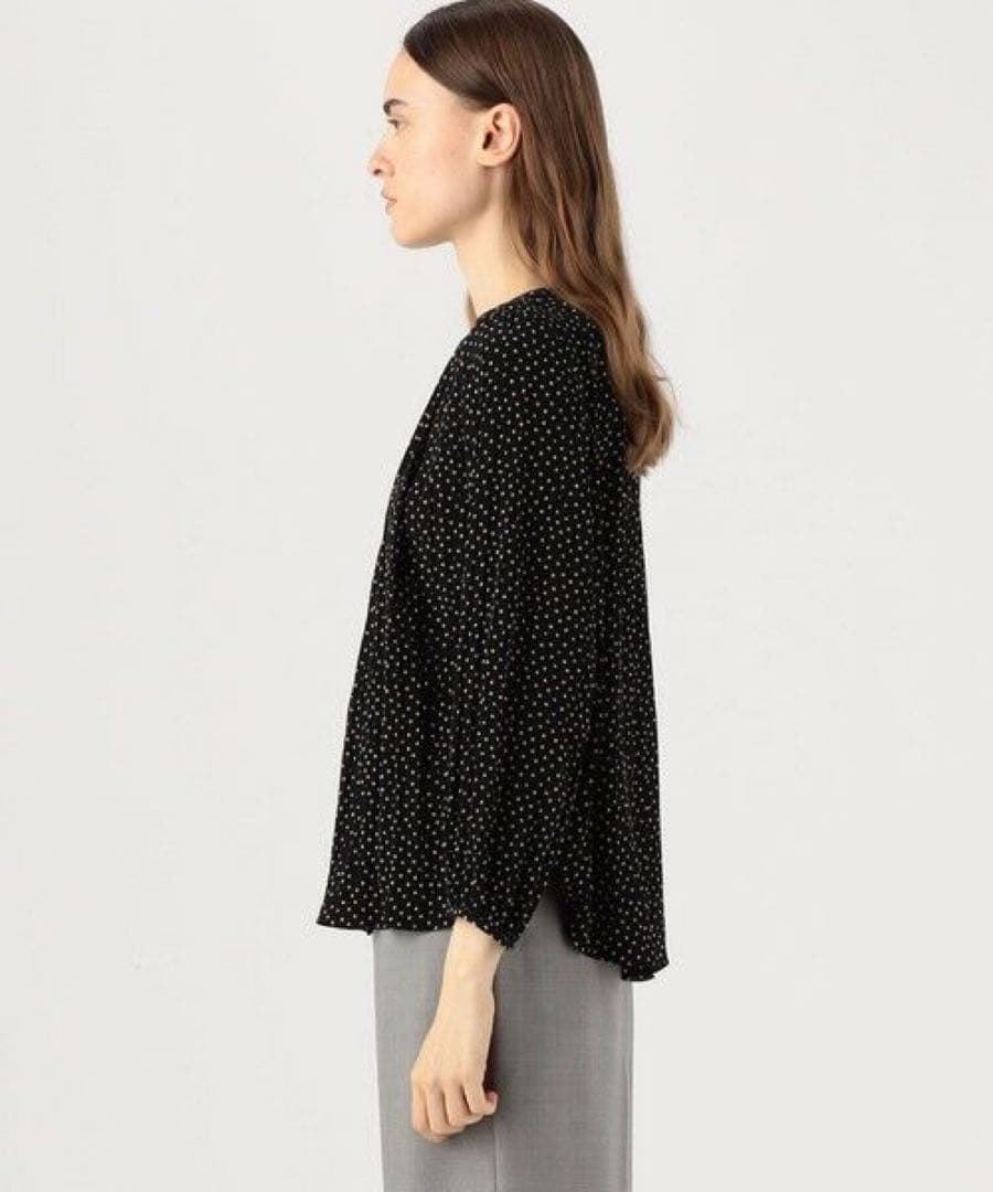 ランダムプリーツドットプリント ボックスタックブラウスS・Ballsey