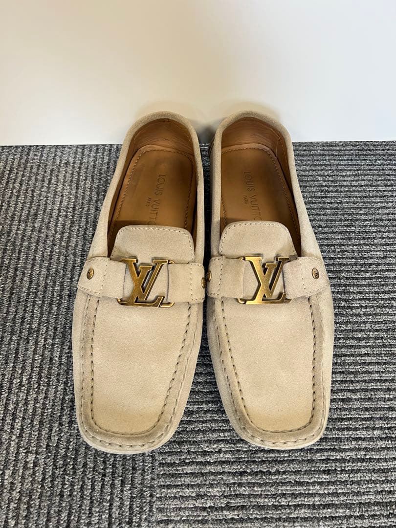 LOUIS VUITTON スエード ドライビングシューズ LVロゴ金具25cm LOUIS VUITTON