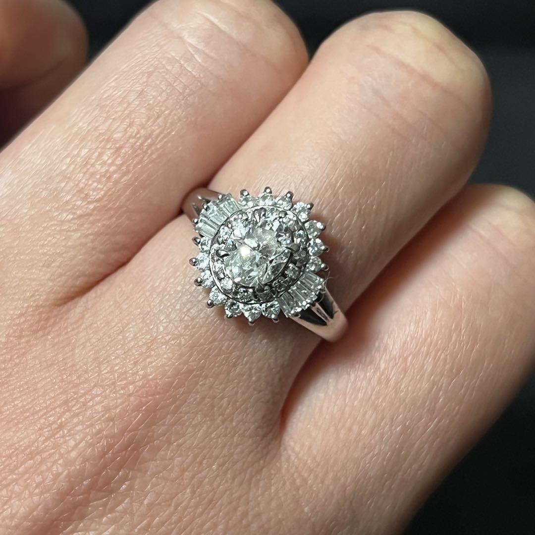 Pt850 オーバルダイヤモンド1.01ct リング　16.5号