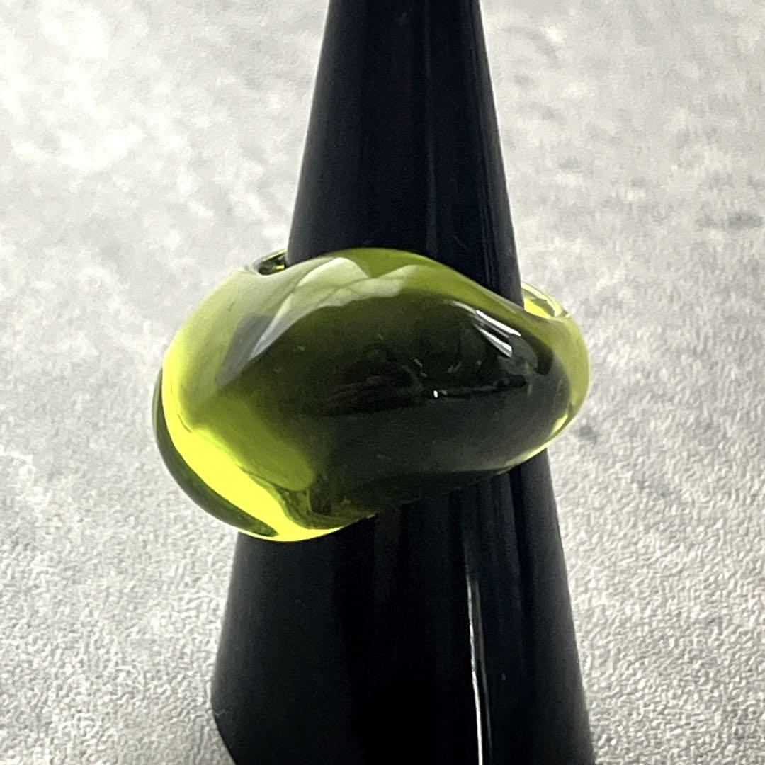 美品　箱付き　希少11号　バカラ リング ガレ クリスタルリング グリーン