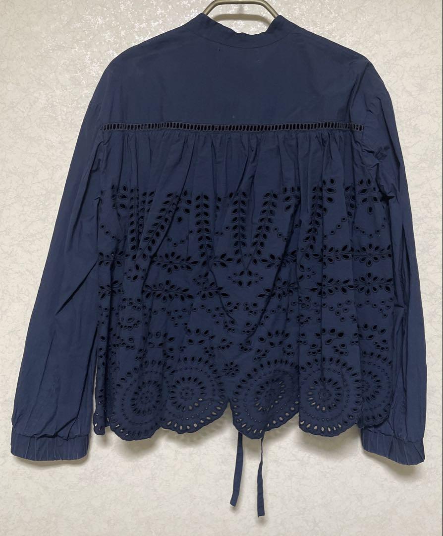 MUVEIL WORK ミュベールワーク ネイビーレース刺繍ブルゾン
