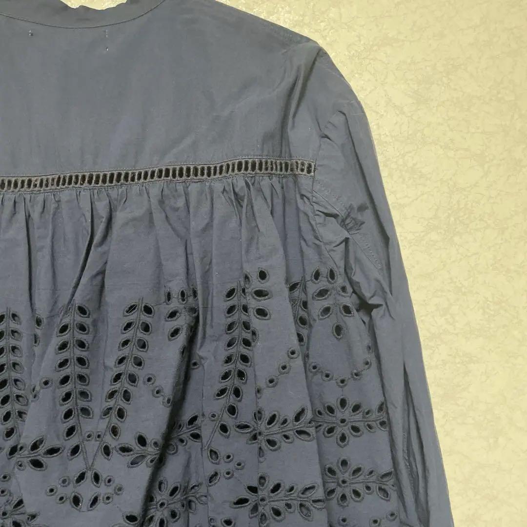 【新発売】今週の市販 MUVEIL WORK ミュベールワーク ネイビーレース刺繍ブルゾン ジャケット・アウター