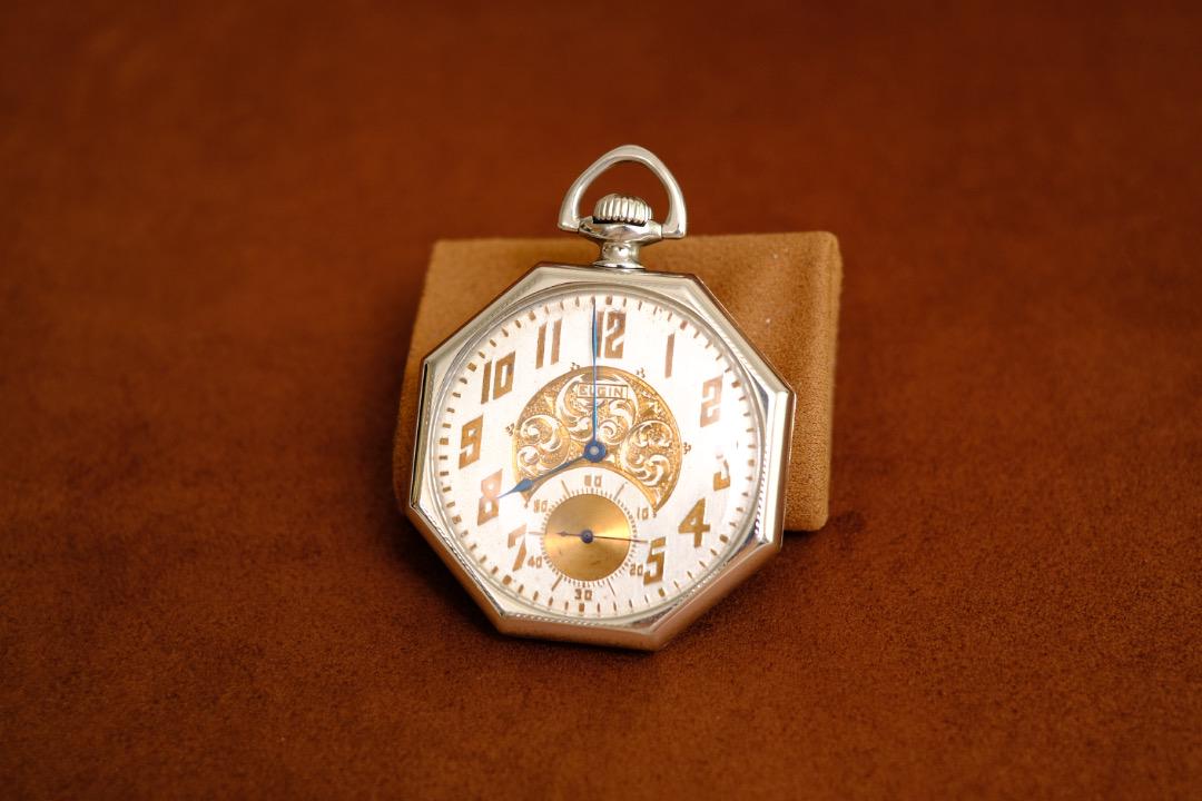 希少 エルジン 15石 18金 金張りオクタゴン 1922年 懐中時計