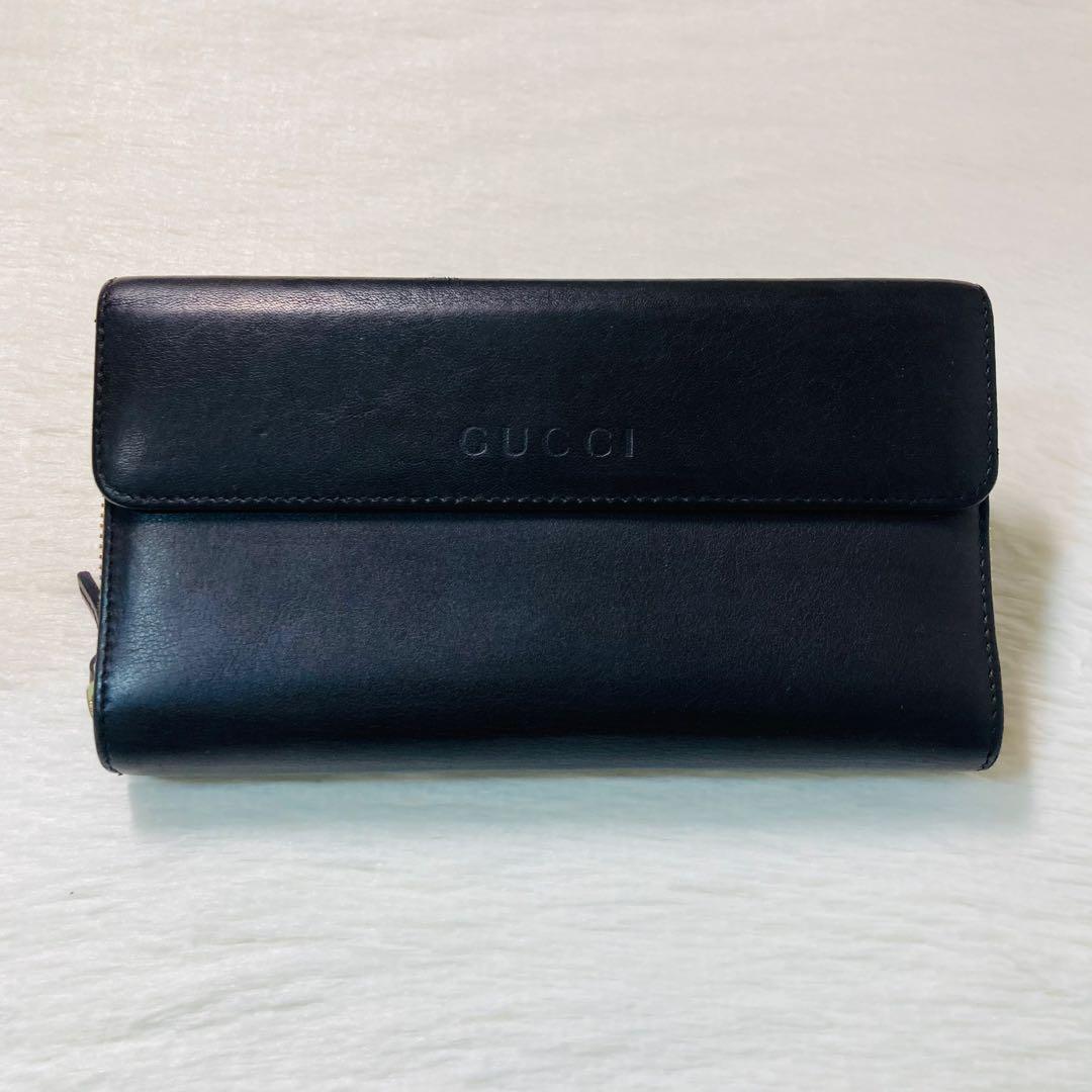 本日限定値下げ　美品　GUCCI グッチ　長財布　ファスナー　レザー　茶色　ロゴ