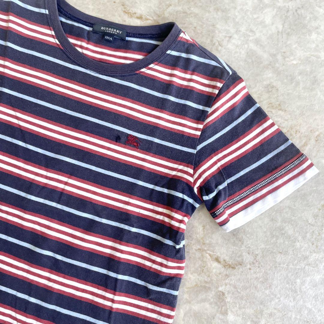 BURBERRY LONDON 日本製 ロゴ刺繍 ボーダー 半袖Tシャツ キッズ
