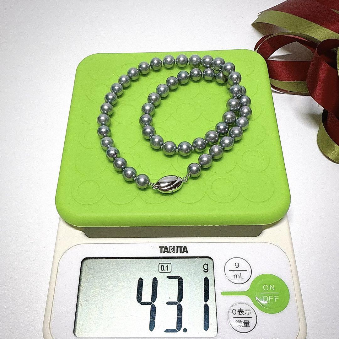 本真珠　あこやパール　ブルーグレー　8.5mm～　シルバー　ネックレス
