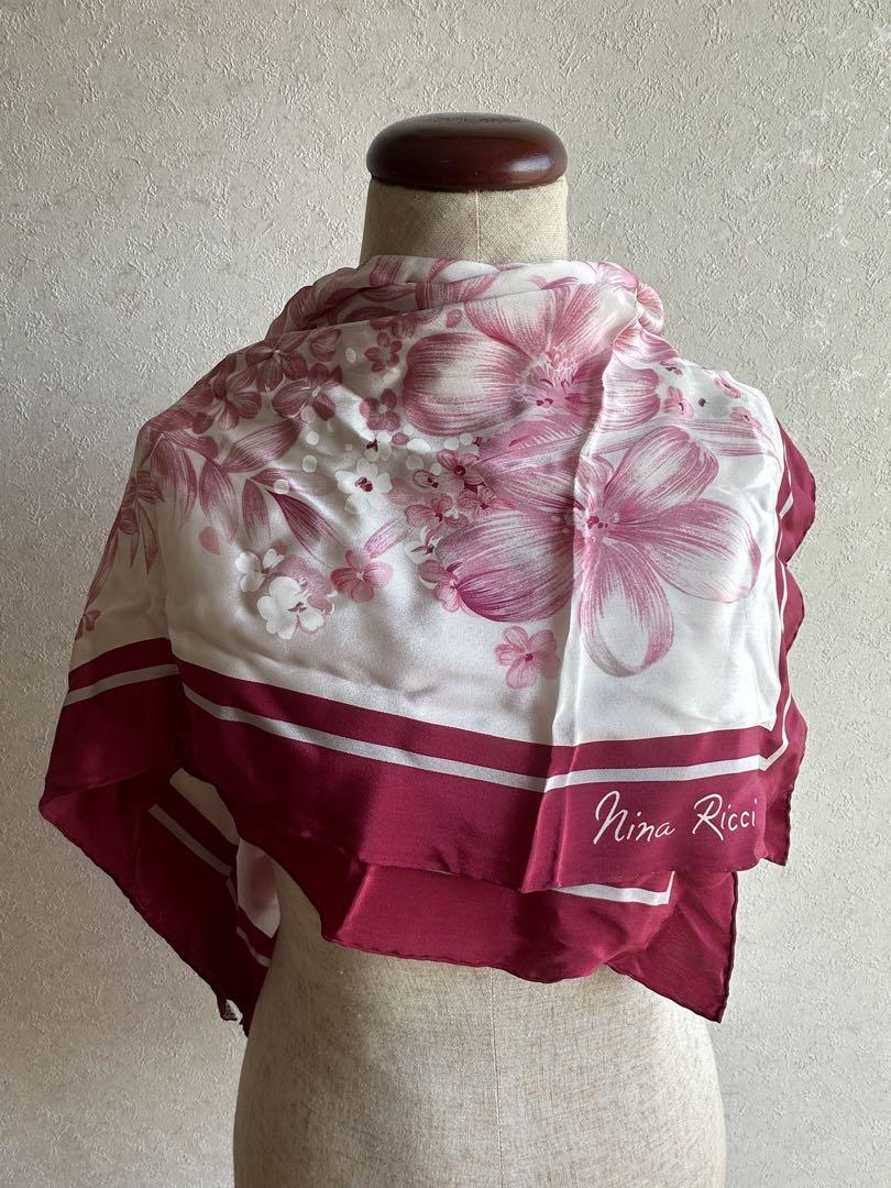 Nina Ricci シルク花柄スカーフ - メルカリ