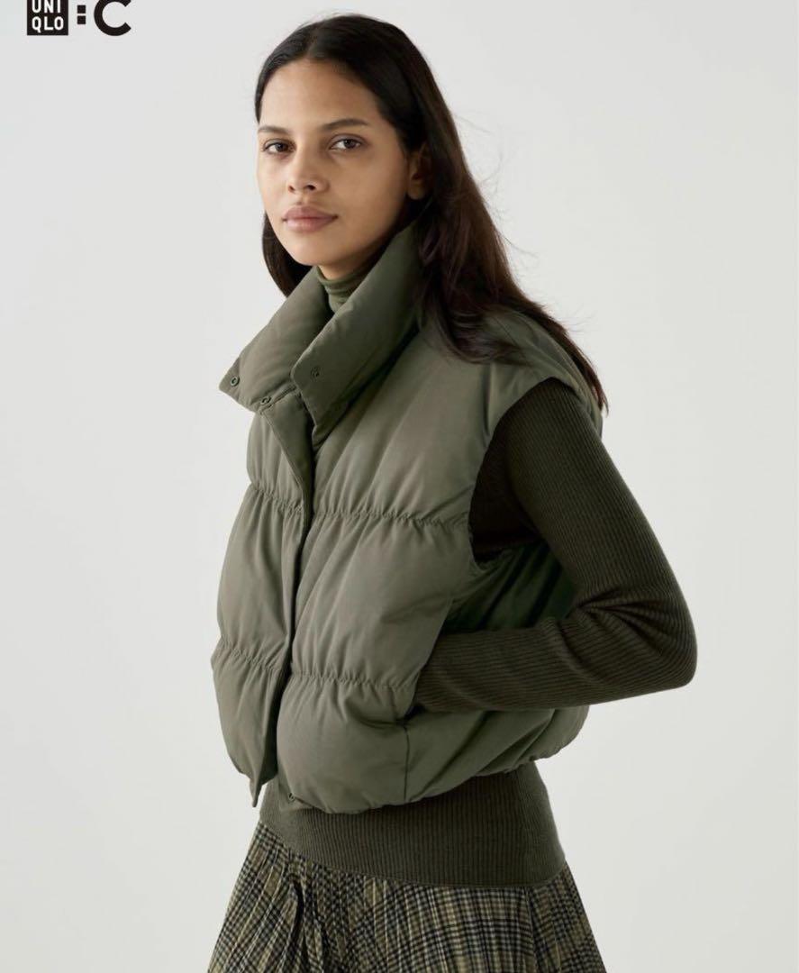 【 UNIQLO:C 】新品タグ付き ダウンクロップドベスト カーキ Sサイズ