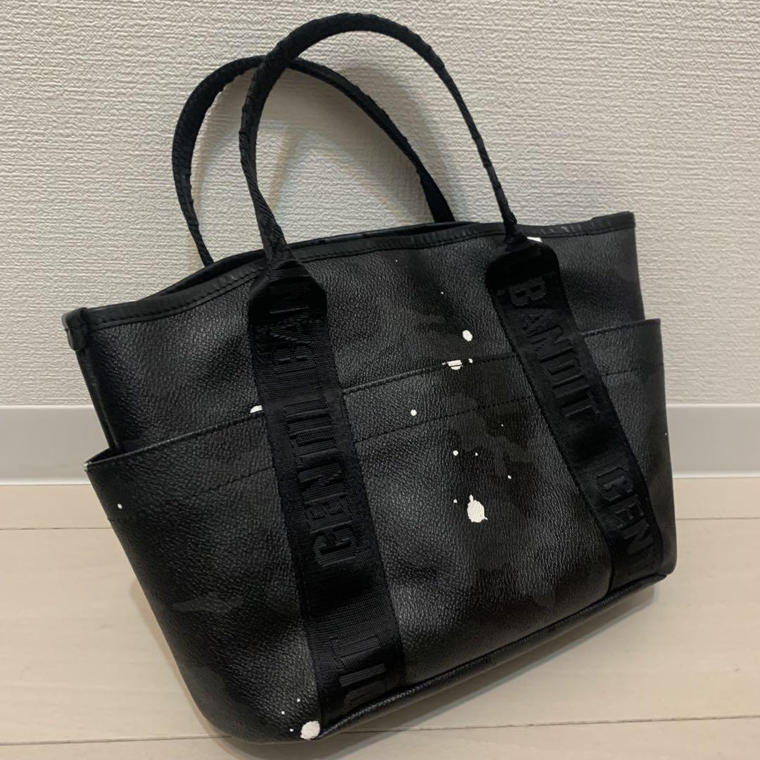 美品　ジャンティバンティ　ツールトートバッグ　黒　カモフラ　レザー