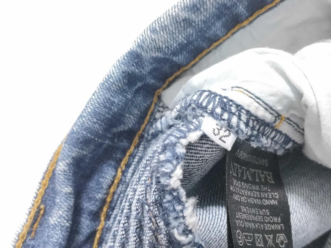 美品 バルマン バイカーデニム パンツ スリム ジーンズ