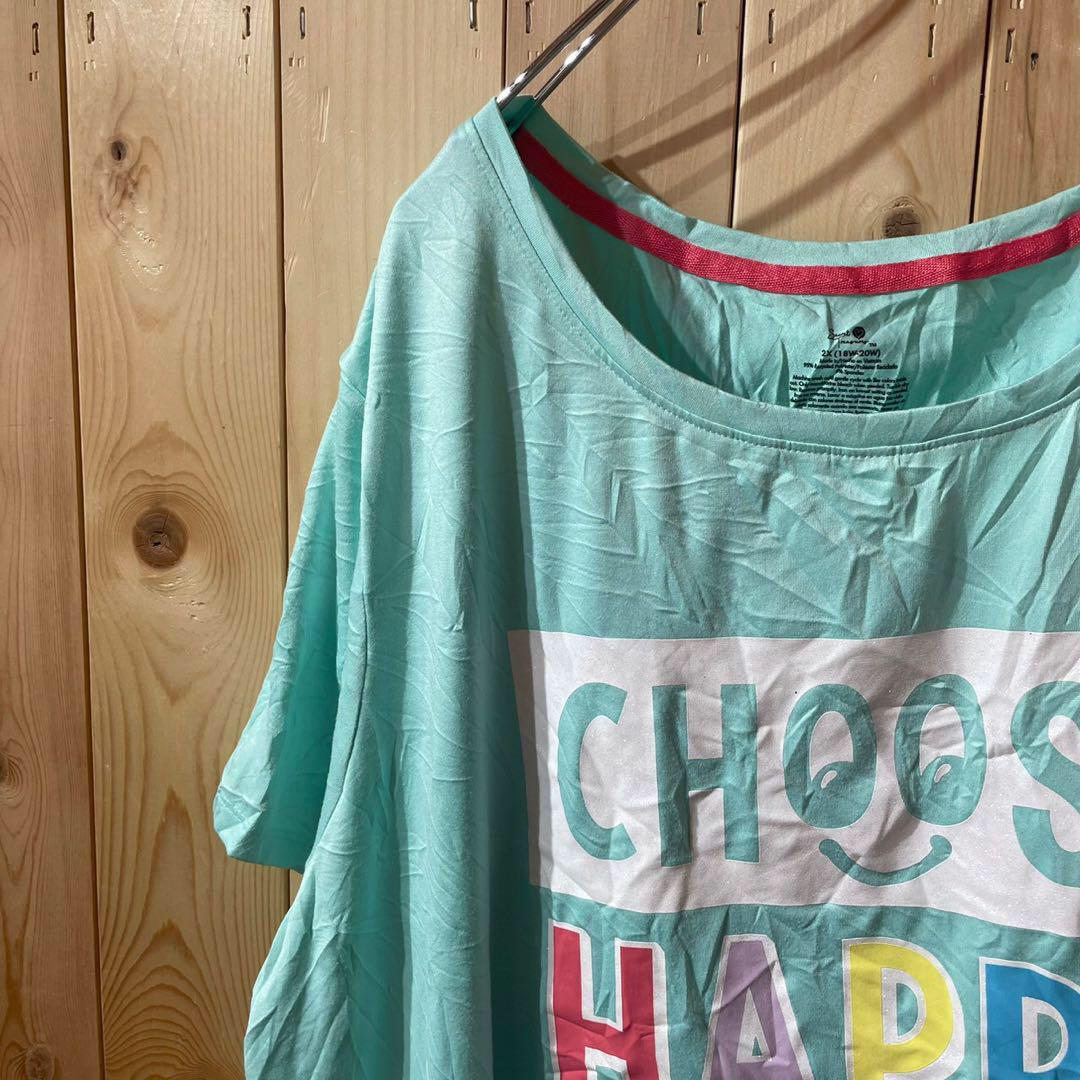 AE4934 US古着  半袖Tシャツ ミントグリーン レディース 2X ポス