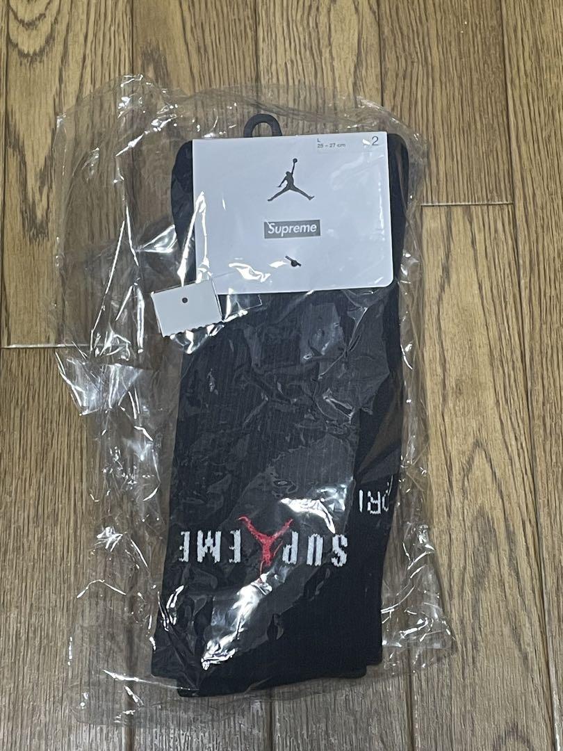 Supreme x Jordan Crew Socks 2足 Black L