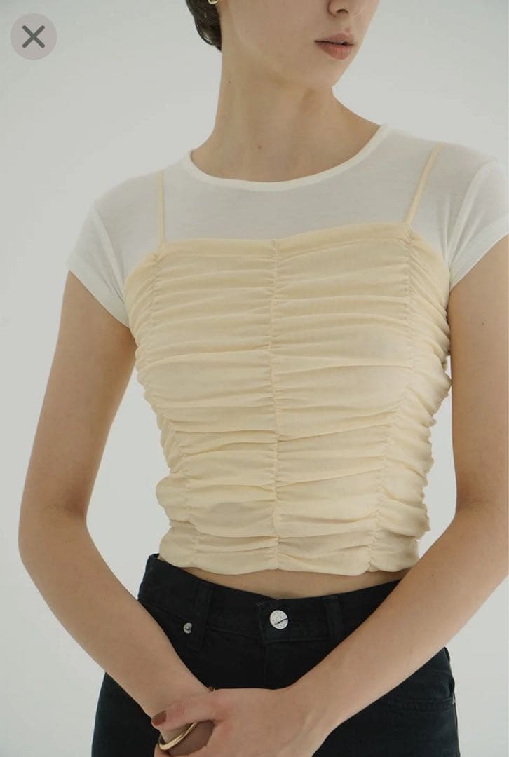 新品未使用】CLANE SHIRRING CAMI TOPS サイズ1