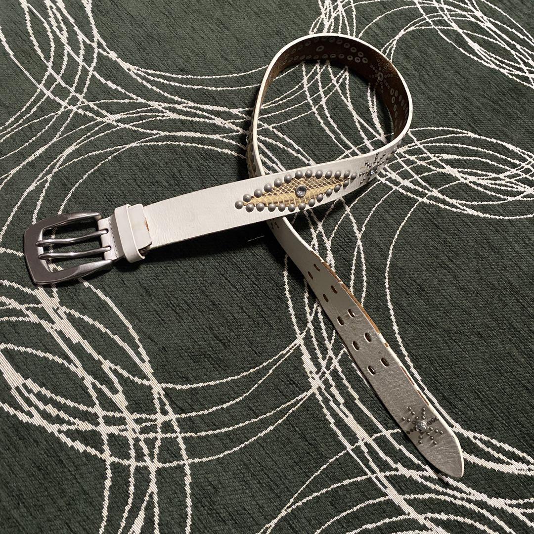 小物 Emo snake skin studs belt