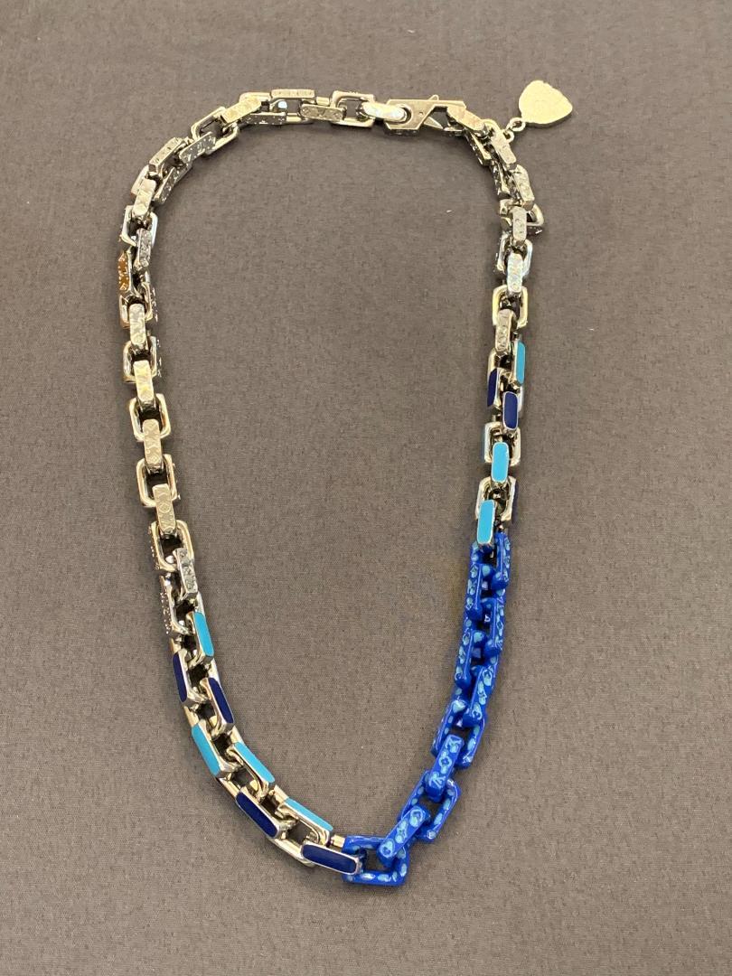【確実正規品】Louis Vuitton チェーンネックレス 青 シルバー