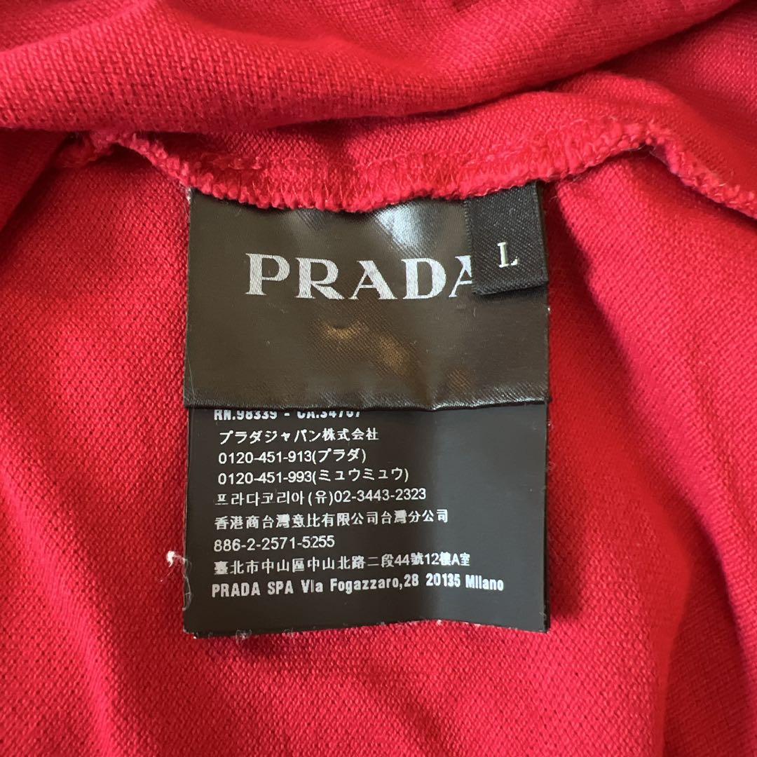 PRADA 赤 ポロシャツ ストライプ