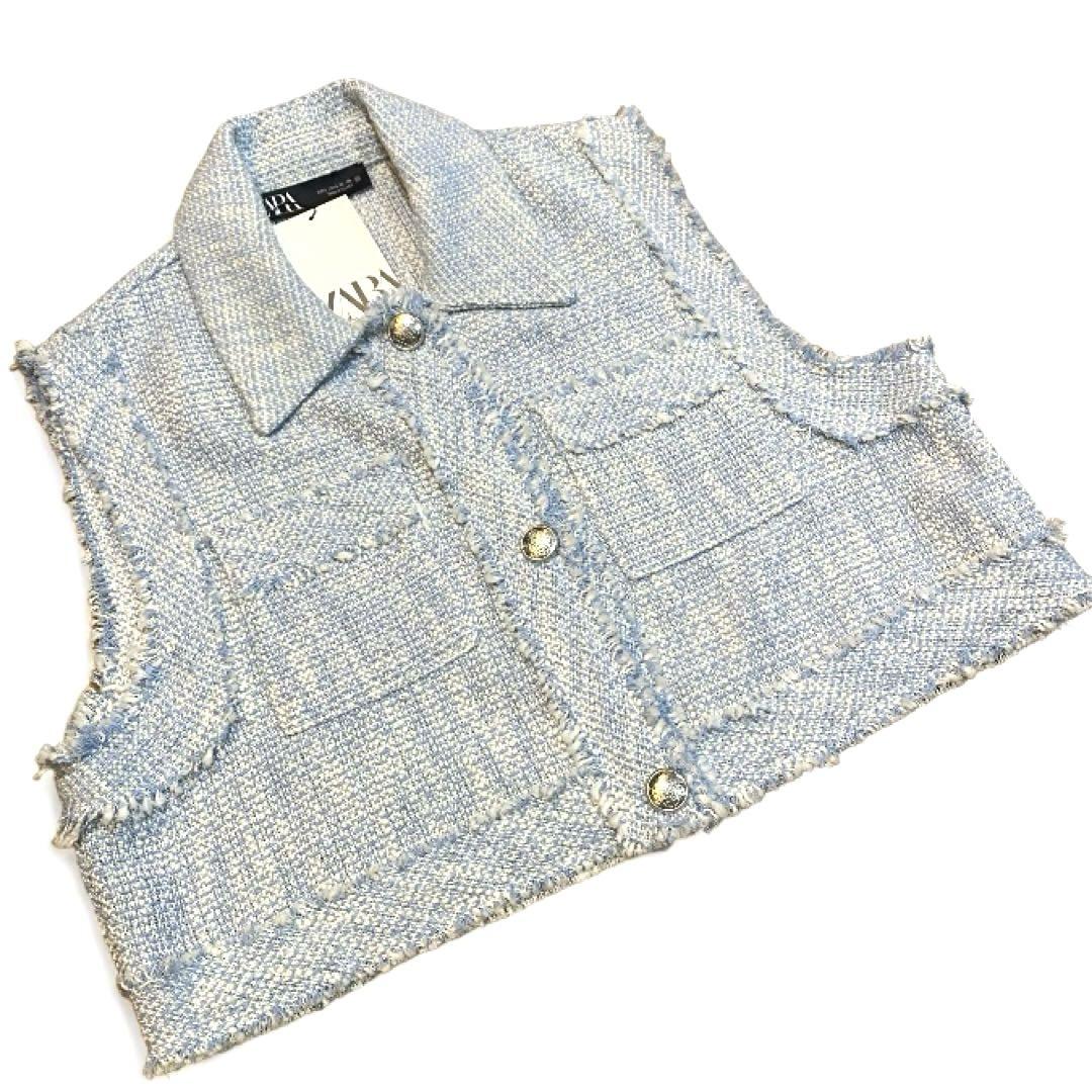 ✨新品未使用✨ZARA フリンジ クロップド テクスチャーベスト