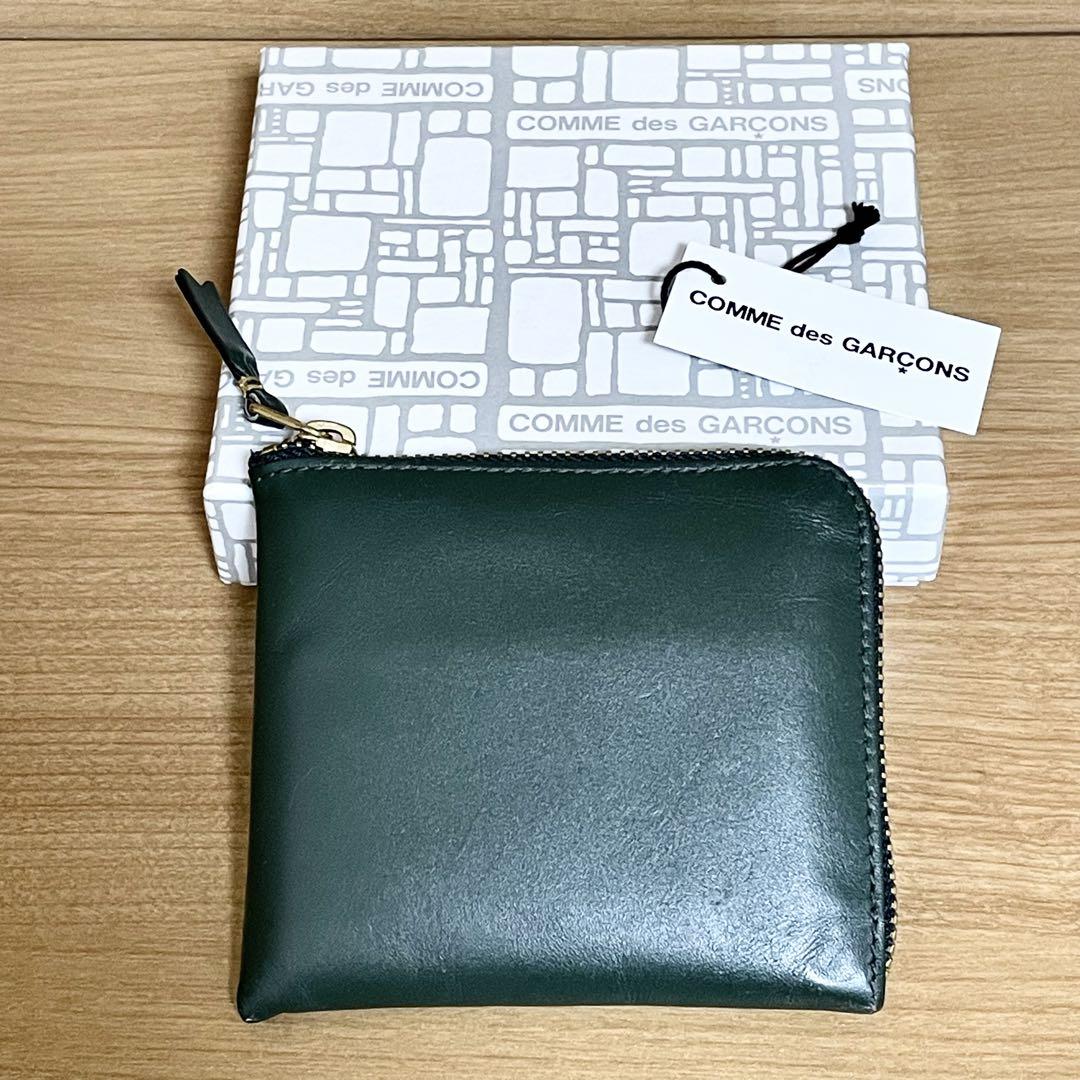 未使用コムデギャルソン L字型ZIP財布SA3100 BOTTLE GREEN