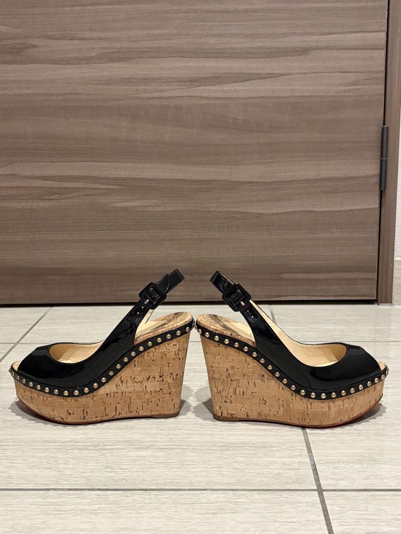 Christian Louboutin黒ウェッジサンダル36ハーフ23〜23.5 Christian Louboutin黒ウェッジサンダル36ハーフ23〜23.5