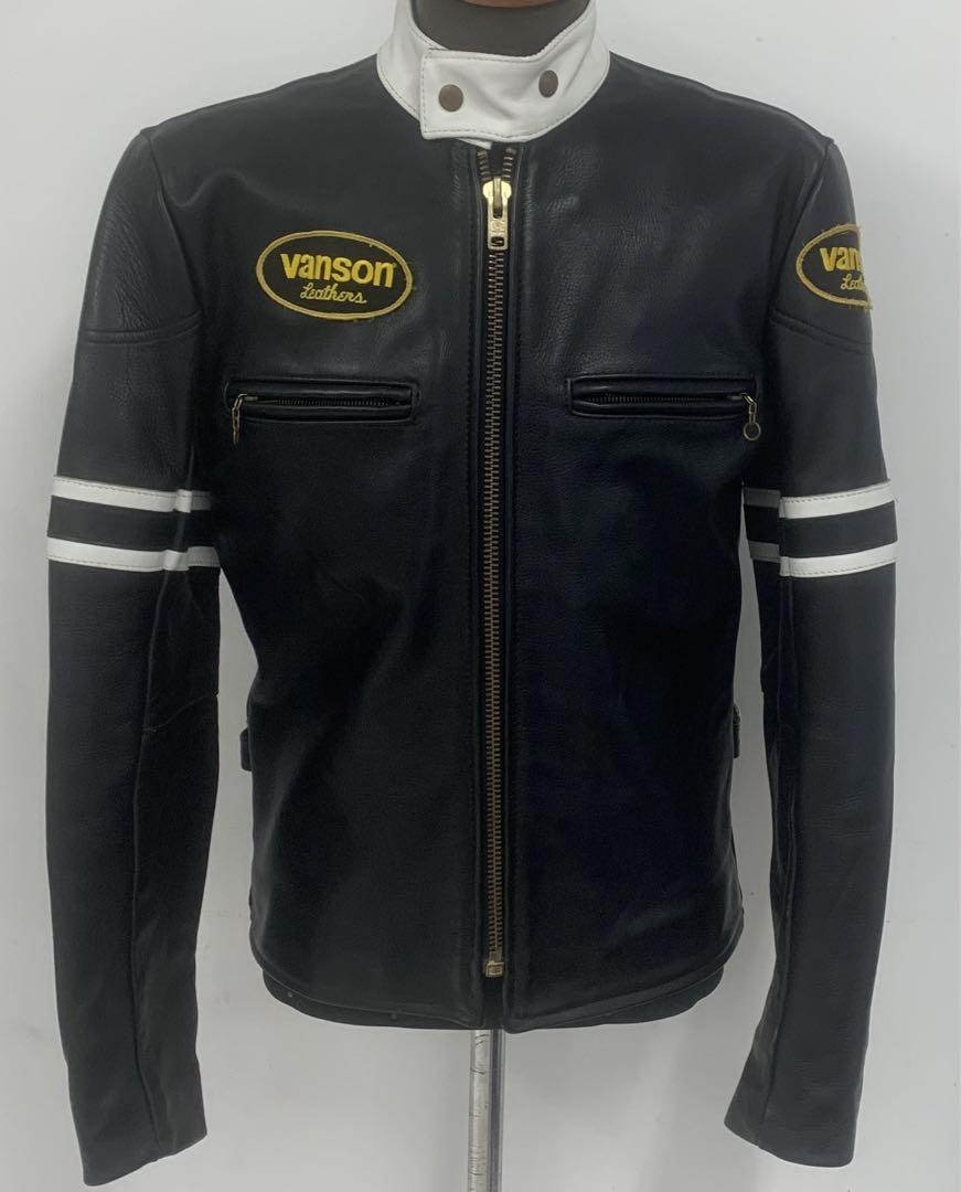 必見　画像20枚　vanson バンソン ライダースジャケット　黒　36