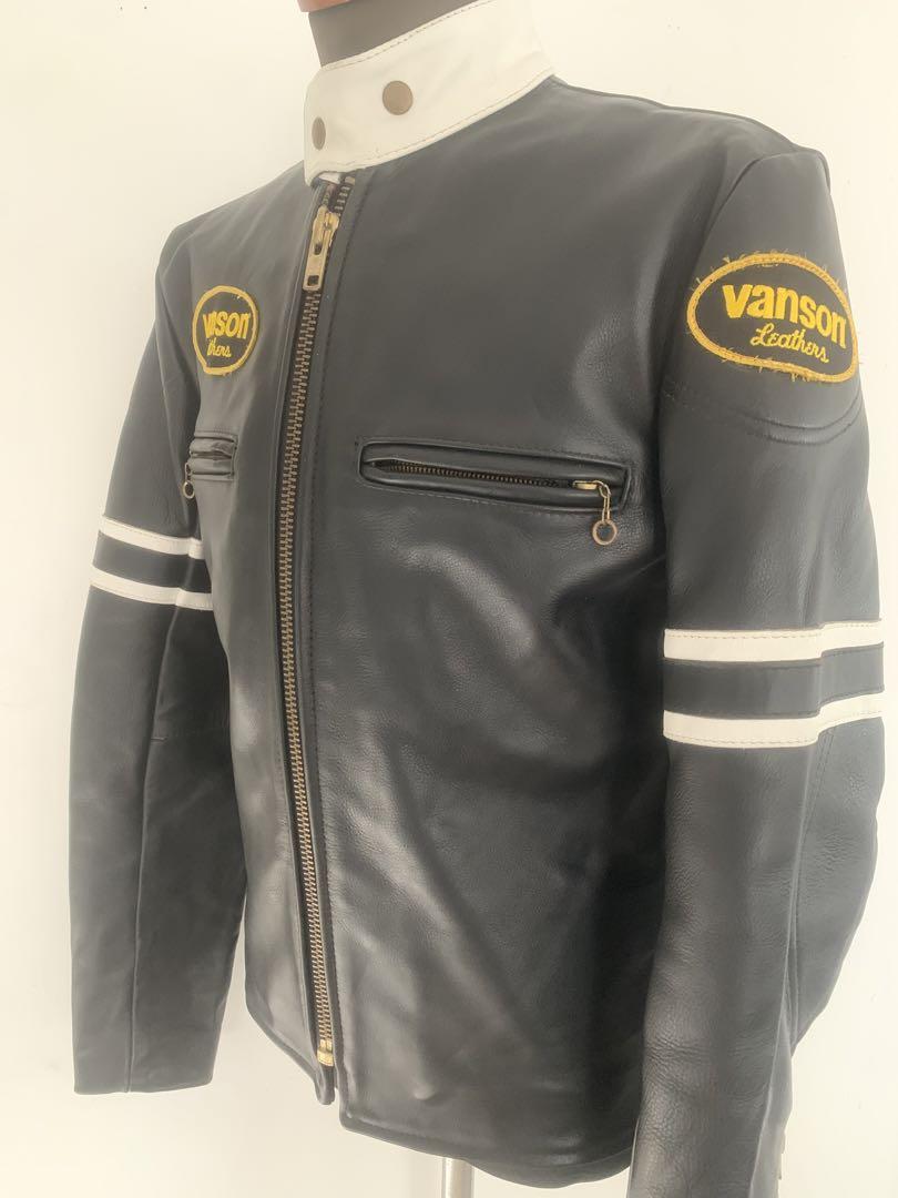 必見　画像20枚　vanson バンソン ライダースジャケット　黒　36