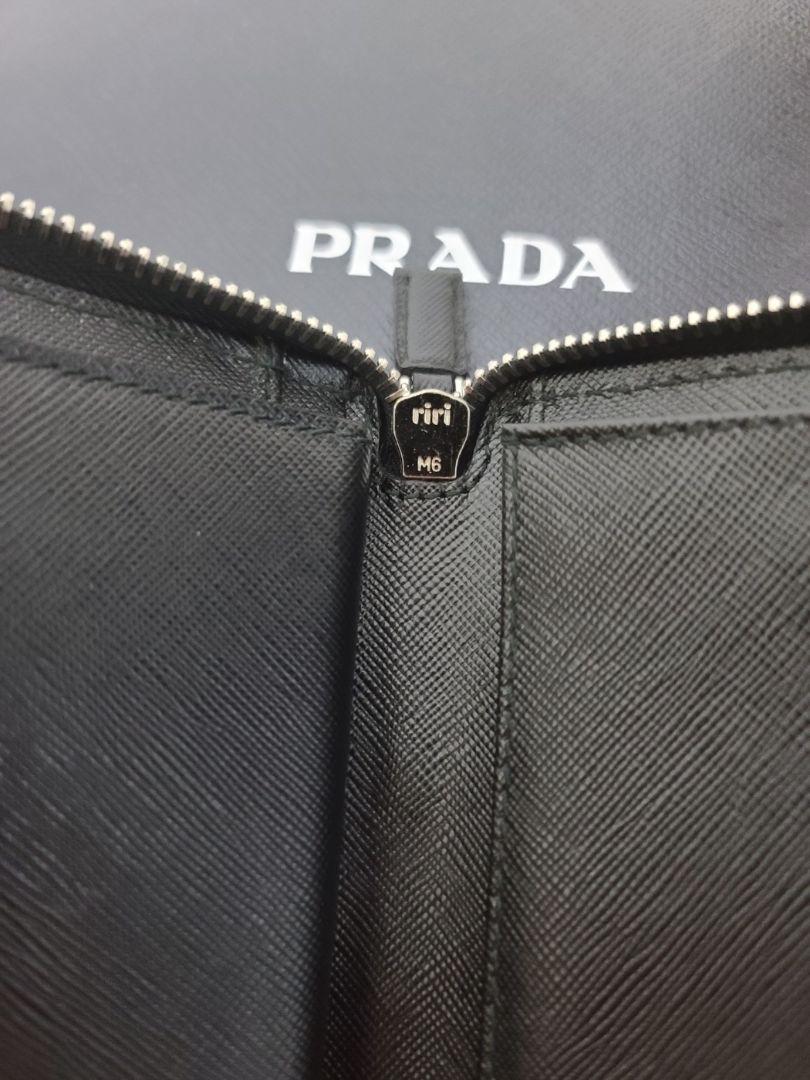 美品PRADAプラダメンズ 長財布 ラウンドファスナー ウォレット サフィアーノ