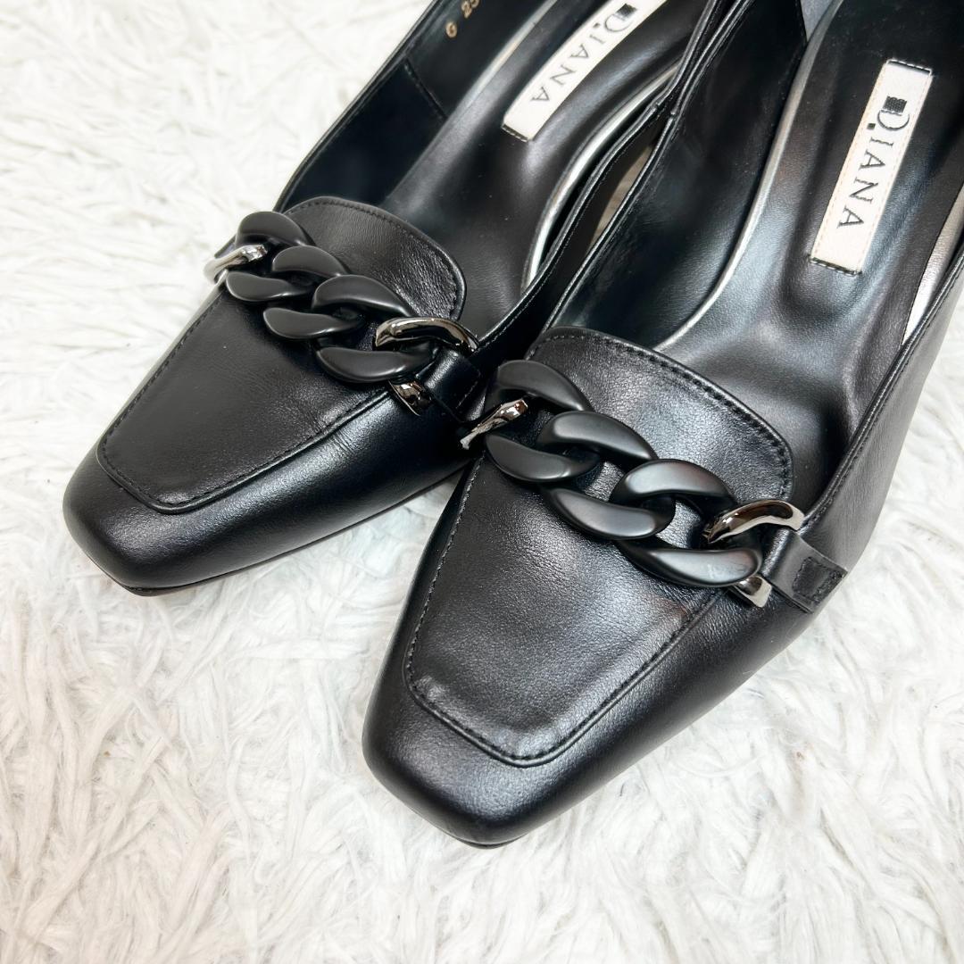 【美品】ダイアナ　DIANA　レザーパンプス　チェーンローファー　22.5