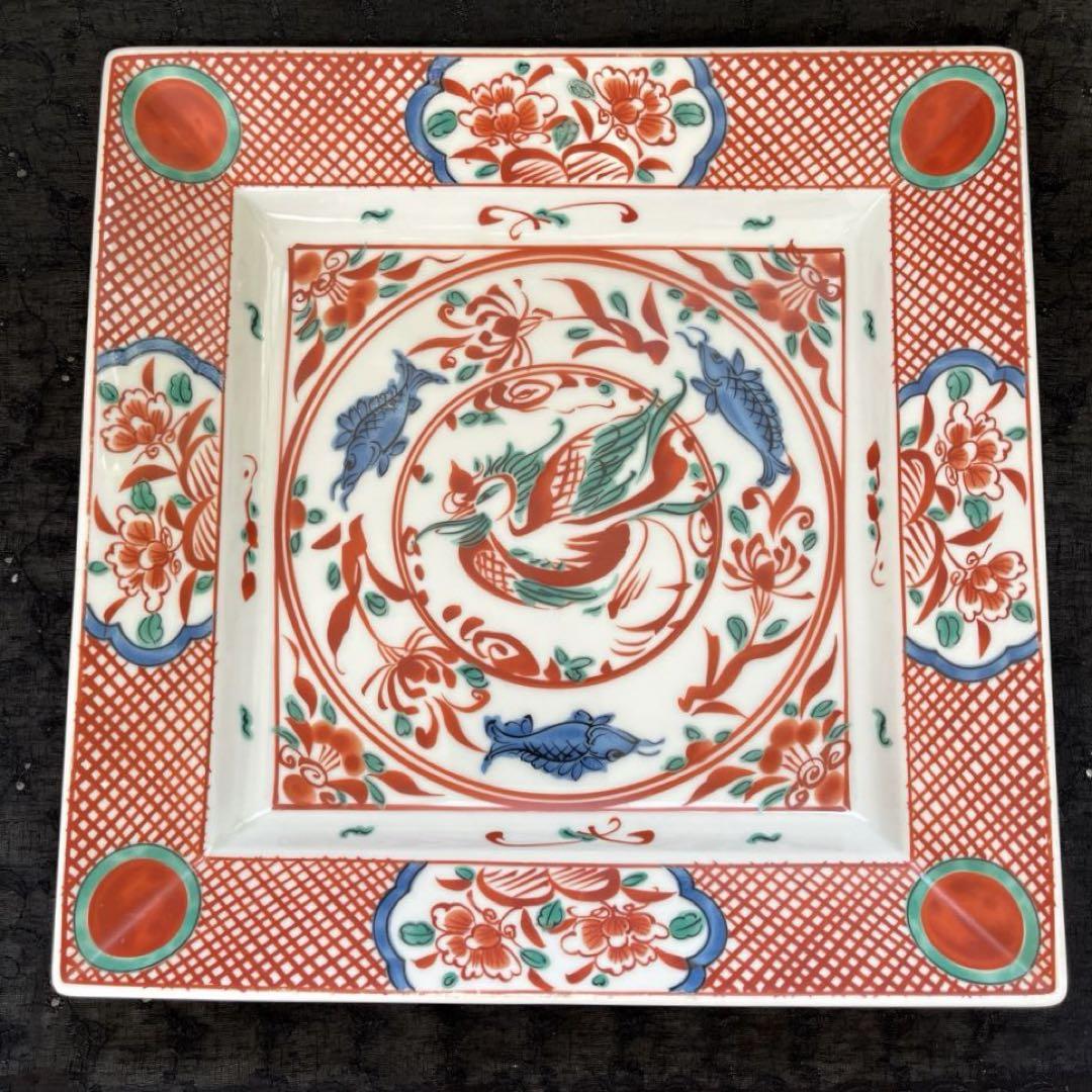 たち吉橘吉赤絵花鳥鳳凰角大皿角皿大皿1枚