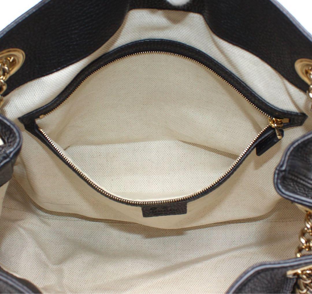 Q2483 美品 グッチ ソーホー レザー チェーン トートバッグ