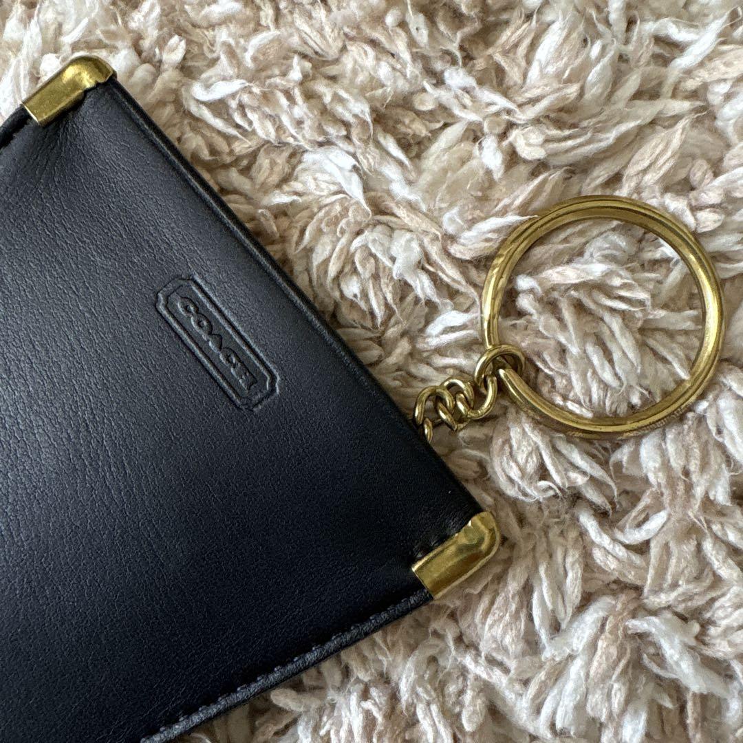 未使用★オールドコーチ ☆レザー キーホルダー ブラック COACH