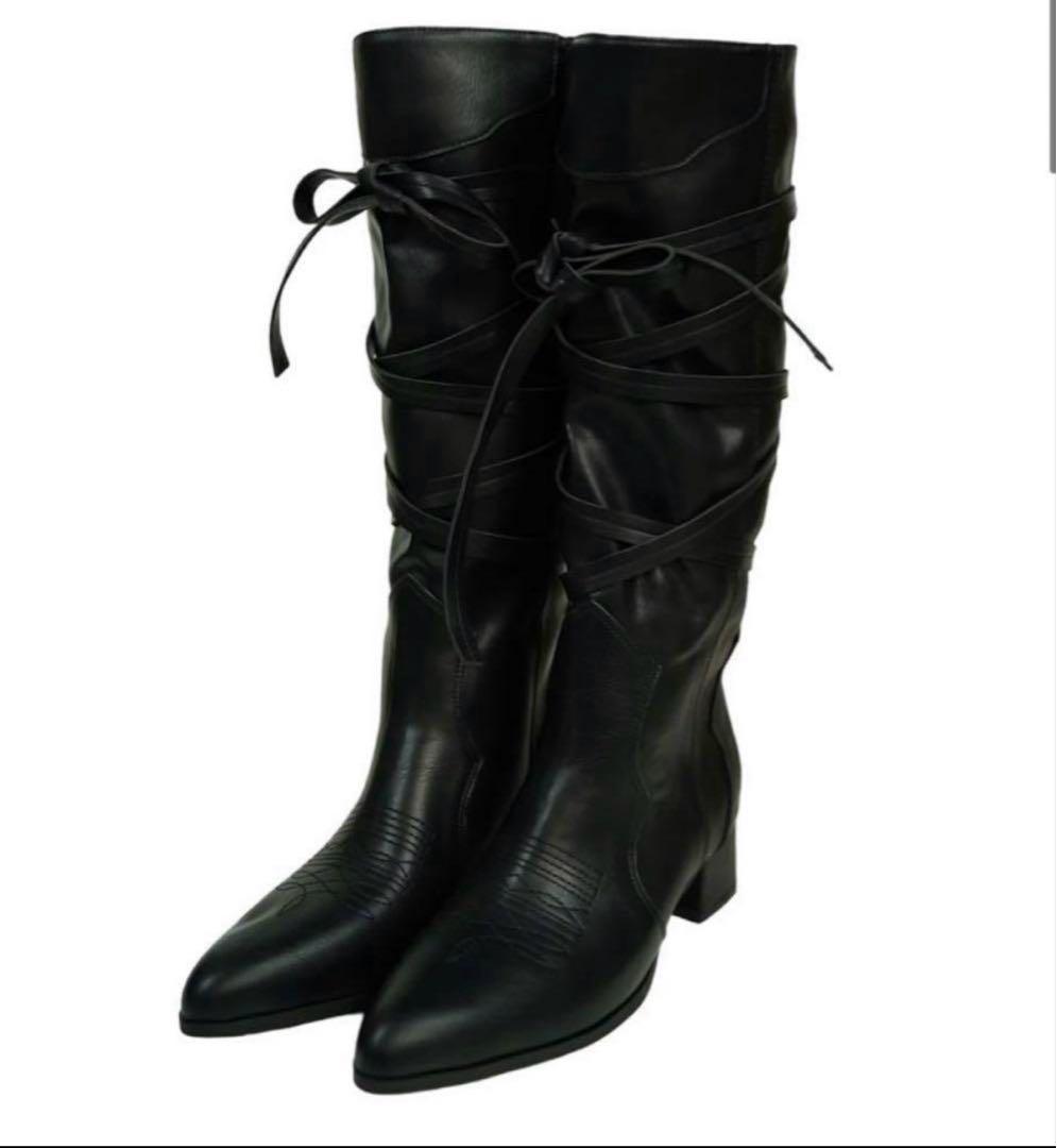アクレント 2way strap western boots ブラック 完売 品
