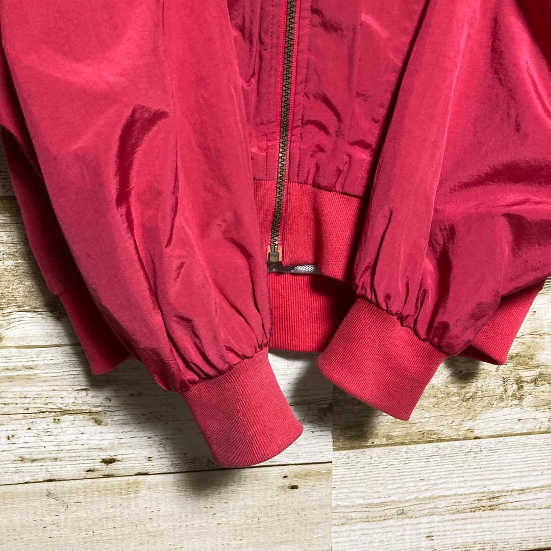 Champion ナイロンジャケット 赤系ピンク 90S ドルマン袖 フード収納