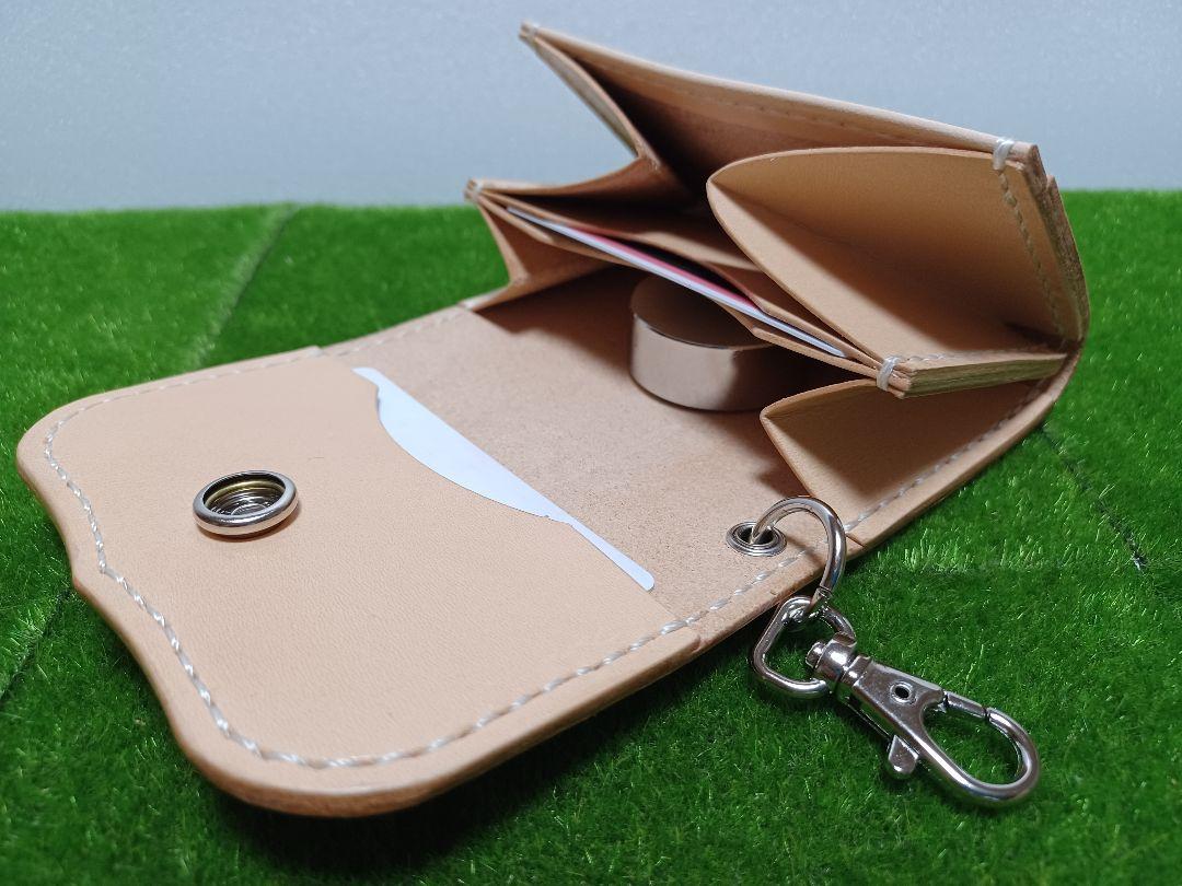 レザークラフト　ハンドメイド　カービング　コンパクト　財布　名刺　カードケース