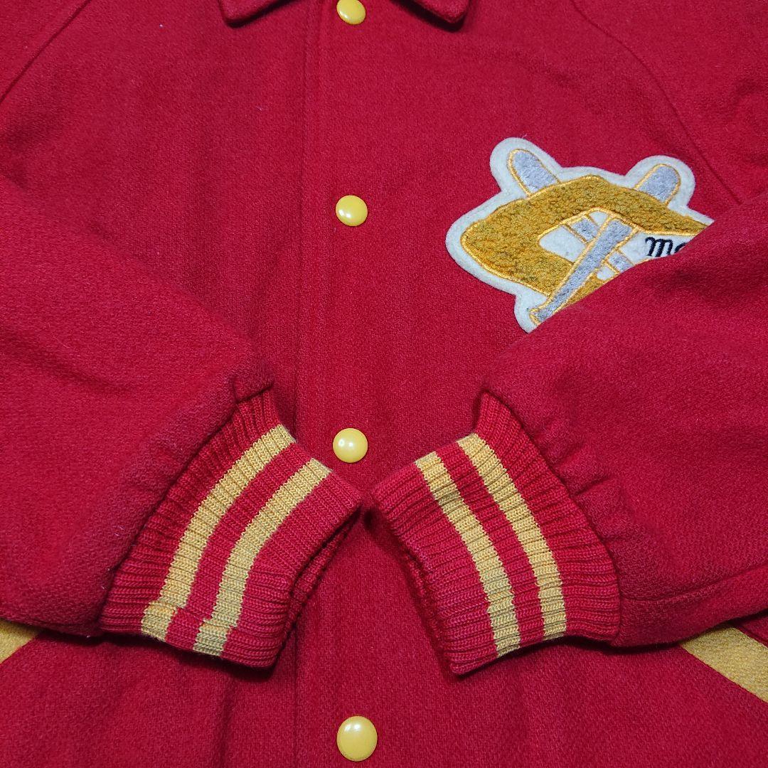 最新作在庫 80s ワッペン 刺繍 赤 スタジアムジャケット 6OLrW-m62704752642 90s 古着 スタジャン 新作得価