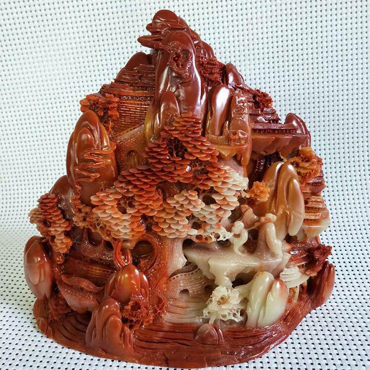 最新な 寿山石老人は山水家居玉器工芸品を並べています 工芸品