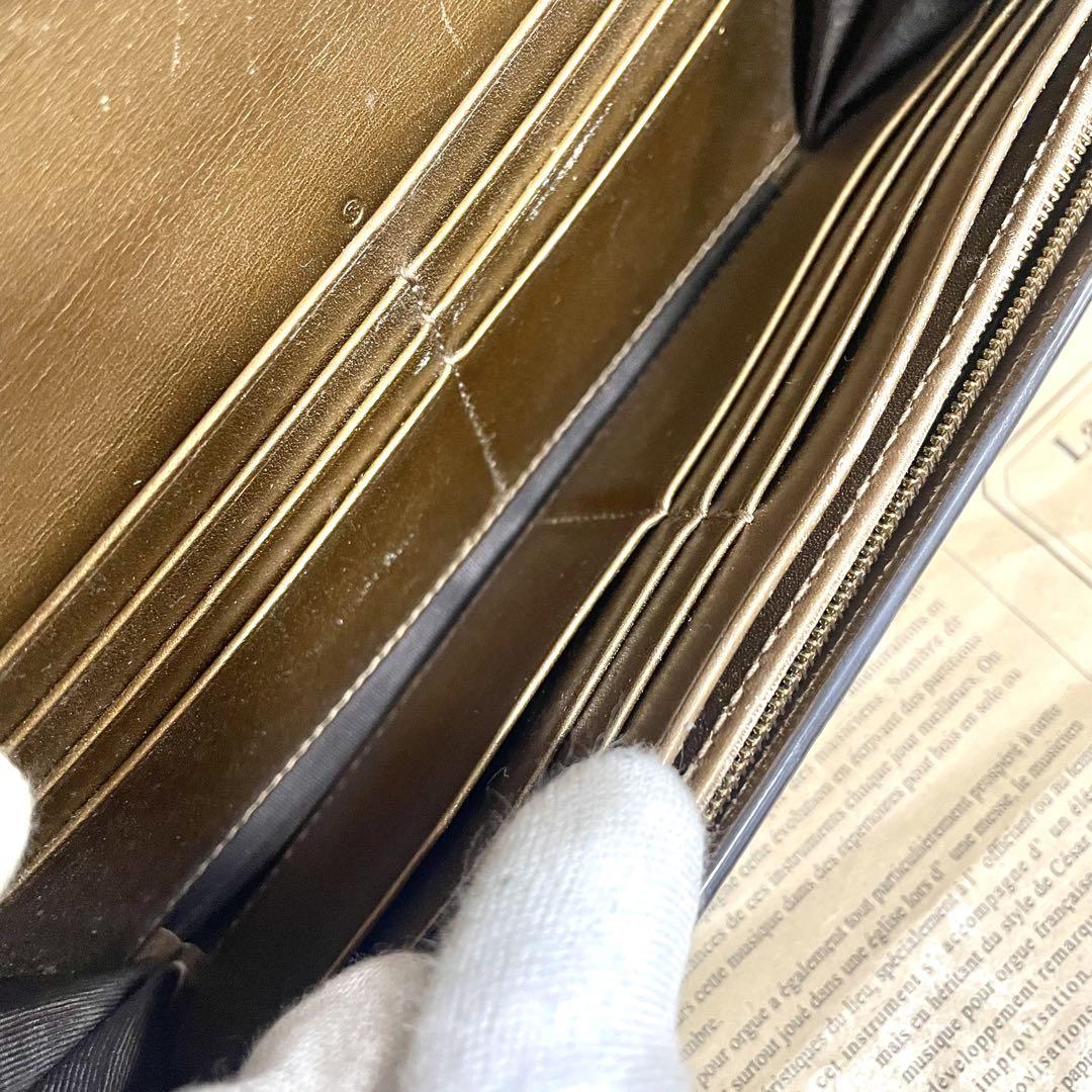 グッチ エナメル ブラウン 長財布 ラブリーハート GUCCI レディース財布