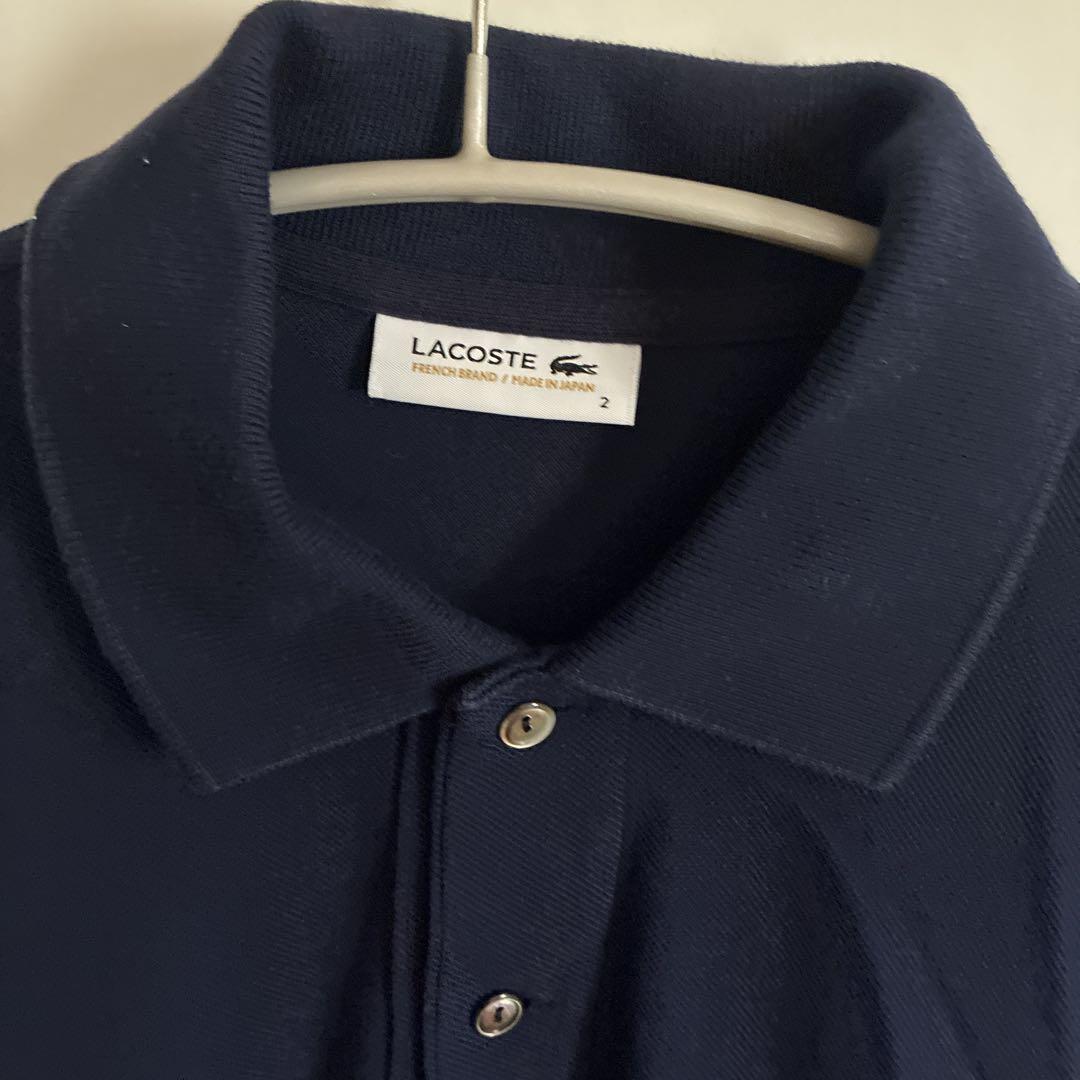 美品 ラコステポロシャツ 紺 CHEMISE LACOSTE ラコステ 85周年 ライン コットン 鹿の子