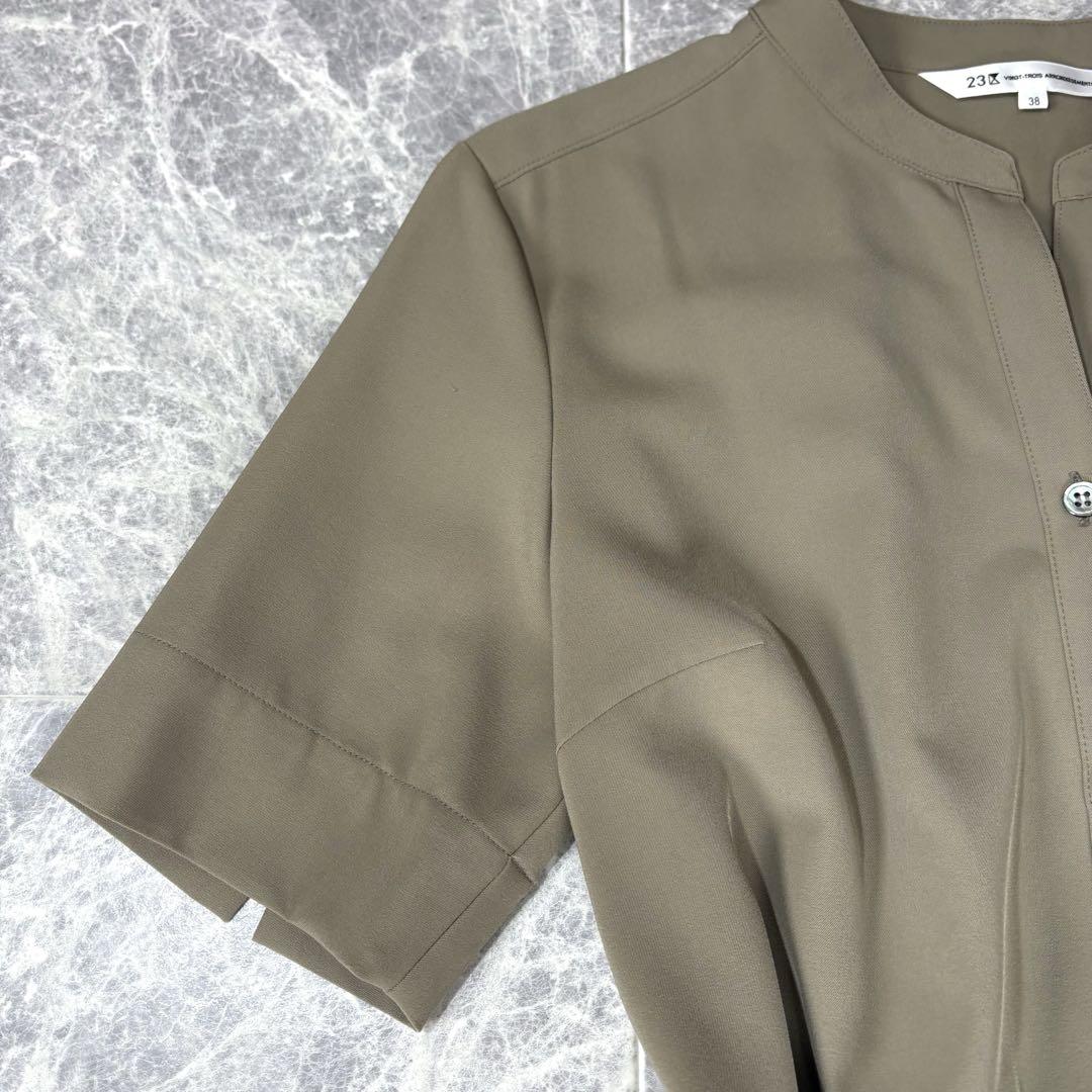⭐︎23区⭐︎ ドライストレッチ　ツイルワンピース　リボン　ベルト　ロング　38