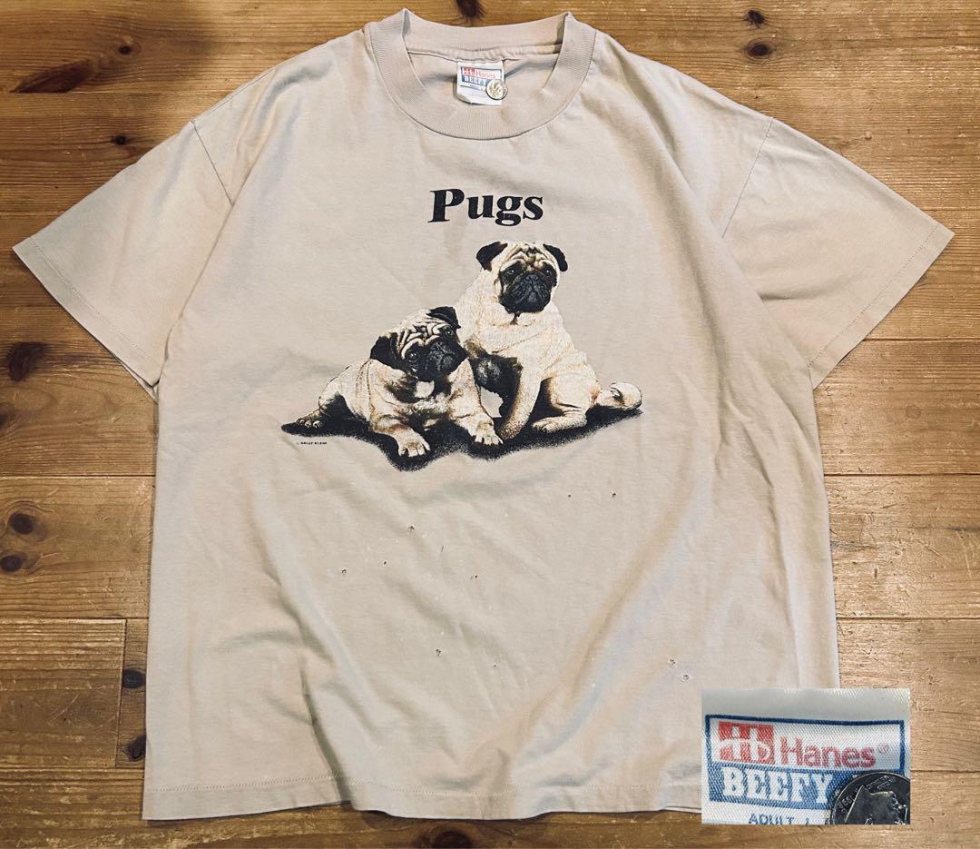 Tシャツ 古着 90s Hanes ヘインズ 動物 USA 犬 Pug パグ